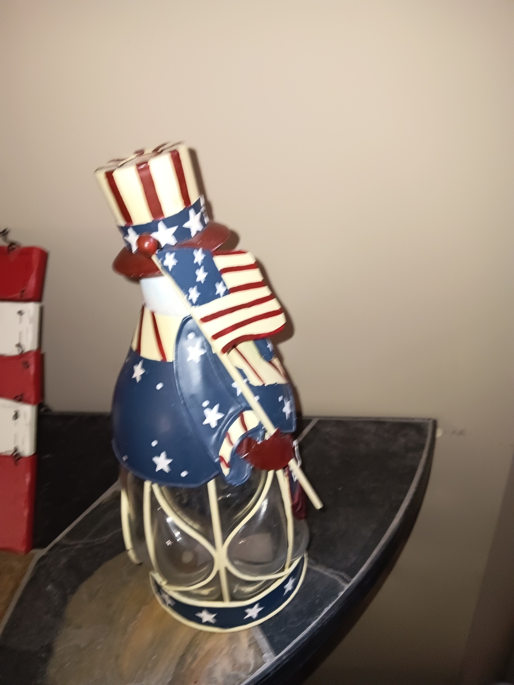 Patriotic Red White Blue Uncle Sam Figurine Lantern - Picture 3 of 3